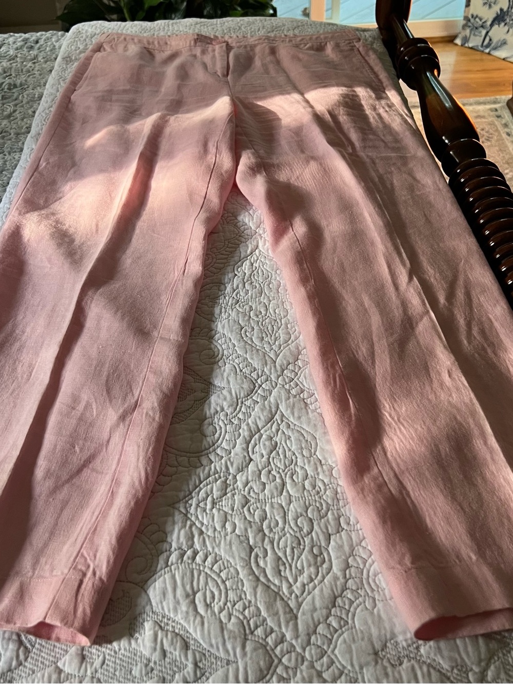Classic Linen Casual Pants in Light Pink